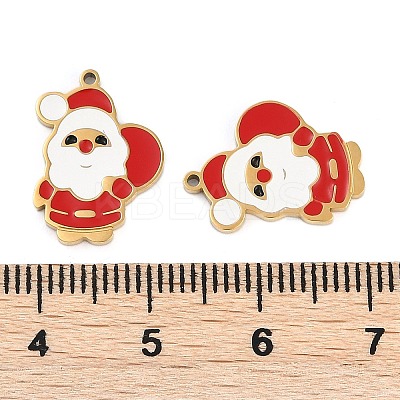 Christmas Theme Ion Plating(IP) 304 Stainless Steel Enamel Pendants STAS-Z083-07G-08-1