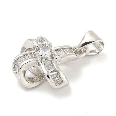 Rack Plating Brass Micro Pave Clear Cubic Zirconia Pendants KK-B093-19P-1