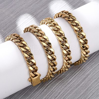 7MM 304 Stainless Steel Cuban Link Chain Necklaces for Unisex NJEW-K295-01A-G-1