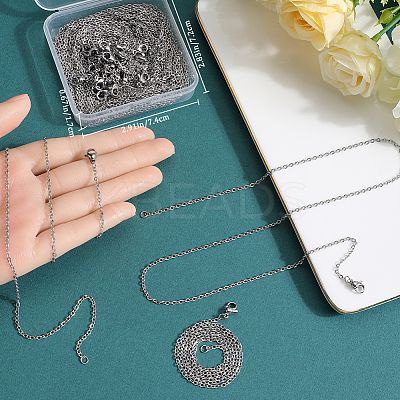 30Pcs 304 Stainless Steel Flat Cable Chain Necklaces Set for Men Women STAS-BBC0004-99A-1