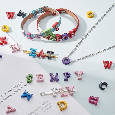 Spray Painted Zinc Alloy Slide Charms ALRI-WH0005-13H-1