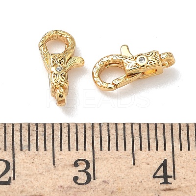 Textured Brass Micro Pave Cubic Zirconia Lobster Claw Clasps KK-Z136-22G-02-1
