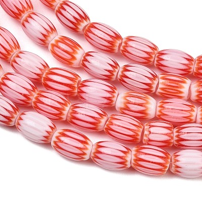 Handmade Millefiori Glass Oval Bead Strands LK-Z001-01B-07-1