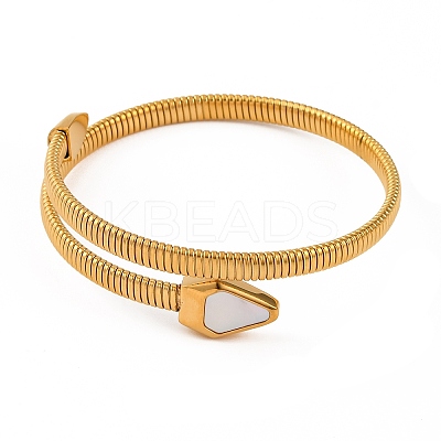 Ion Plating(IP) 304 Stainless Steel Cuff Bangles for Women BJEW-D048-09G-1