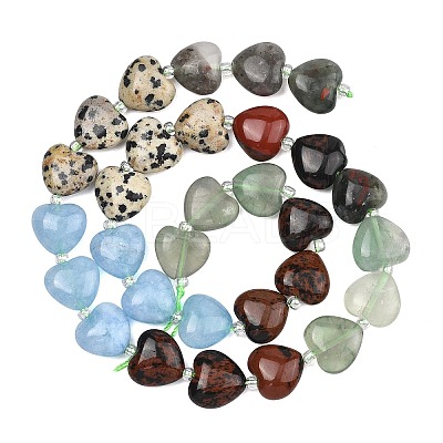 Gradient Color Natural African Bloodstone & Dalmatian Jasper & Mahogany Obsidian & Dyed White Jade & Fluorite Beads Strands G-B185-A12-1