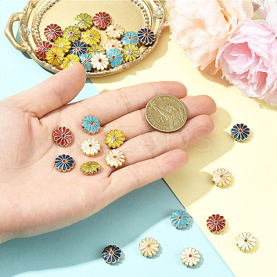35Pcs 7 Colors Alloy Enamel Beads ENAM-YW0008-16-1