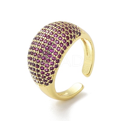 Brass with Cubic Zirconia Open Cuff Rings for Women RJEW-A035-16G-1
