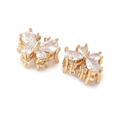 Brass Micro Pave Clear Cubic Zirconia Beads KK-G531-03G-1