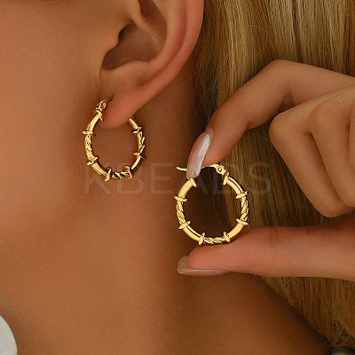 201 Stainless Steel Vine Pattern Hoop Earrings for Women EX3433-1