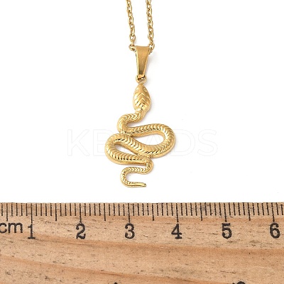 304 Stainless Steel Snake Pendant Necklaces for Women Men NJEW-Z063-03G-06-1