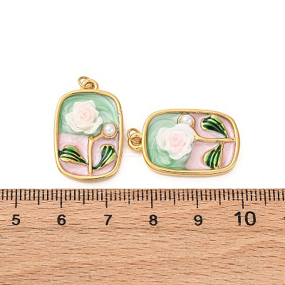 304 Stainless Steel Enamel Pendants STAS-U061-45G-1