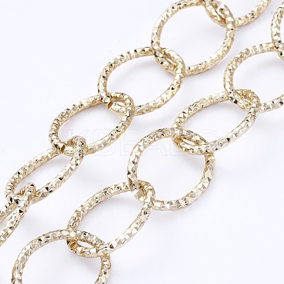 Aluminum Textured Cable Chain Bracelets & Necklaces Jewelry Sets SJEW-JS01094-03-1