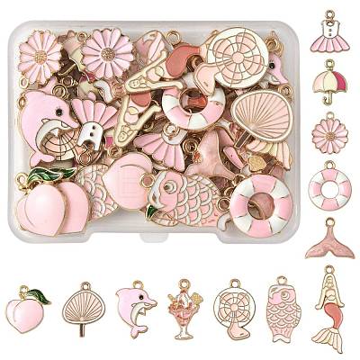 48Pcs 12 Styles Alloy Enamel Pendants ENAM-FS0003-50-1