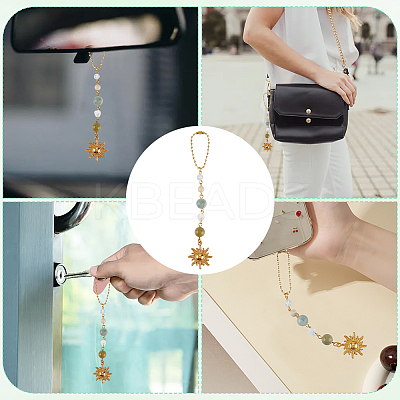 Natural Gemstone Beads Pendant Decorations HJEW-WH20019-01G-1