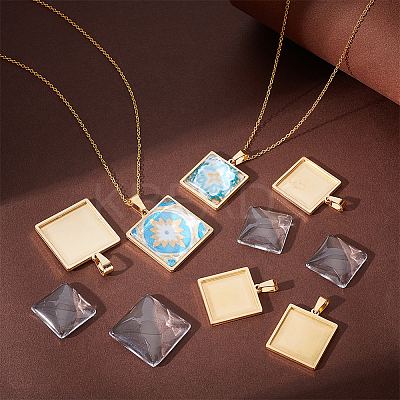 DIY Blank Square Pendant Making Kit DIY-UN0005-44-1