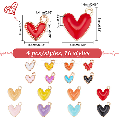 64Pcs 16 Style Alloy Enamel Pendants ENAM-PH0002-53-1