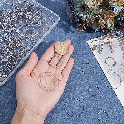 320Pcs 40 Styles 316 Surgical Stainless Steel Hoop Earring Findings STAS-ME0001-08-1