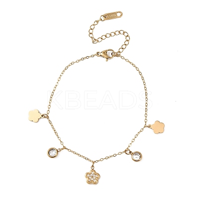 304 Stainless Steel Micro Pave Clear Cubic Zirconia Charm Bracelets BJEW-K297-03A-G-1
