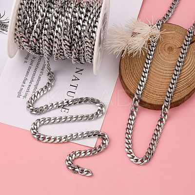 Tarnish Resistant Men's Jewelry Making 201 Stainless Steel Curb Chains CHS-A003B-1.8mm-1