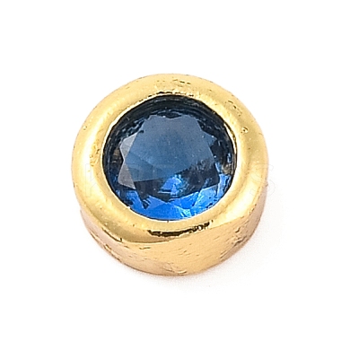 Rack Plating Flat Round Brass Micro Pave Cubic Zirconia Cabochons KK-F874-03G-11-1