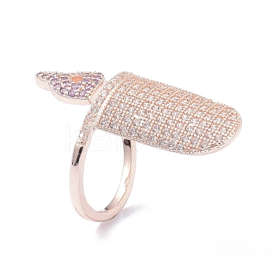 Brass Micro Pave Cubic Zirconia Fingernail Rings RJEW-D115-05RG-1