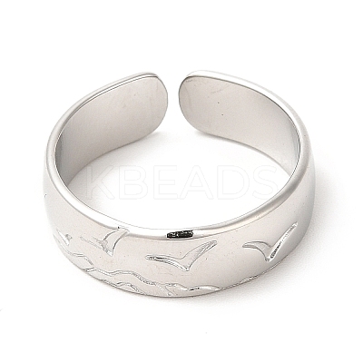 Non-Tarnish 201 Stainless Steel Open Cuff Ring RJEW-E063-46P-1