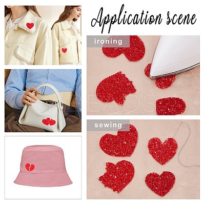 10Pcs 5 Size Heart Resin Rhinestone Patches DIY-AR0002-02-1