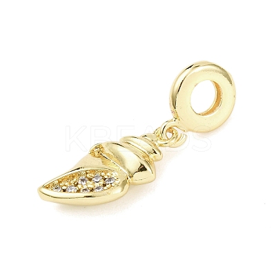 Brass Micro Pave Clear Cubic Zirconia Sea Animal European Dangle Charms LS-KK-B159-04G-04-1