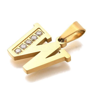Ion Plating(IP) 304 Stainless Steel Rhinestone Pendants STAS-U035-01G-W-1