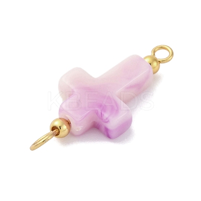 35Pcs 7 Colors Two Tone Cross Acrylic Connector Charms PALLOY-JF03528-01-1