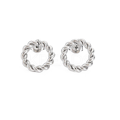 Non-Tarnish 304 Stainless Steel Twist Rope Ring Stud Earrings for Woman X-EJEW-N097-006P-1