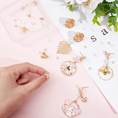 10Pcs 5 Style Brass Stud Earring Findings KK-CN0001-88-1
