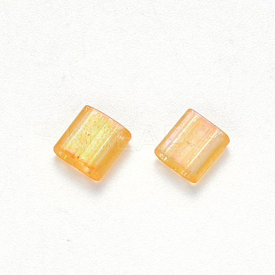 FGB 2-Hole Baking Paint Transparent Glass Seed Beads LS-X-SEED-S031-L-251-1