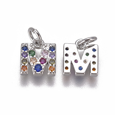 Brass Micro Pave Cubic Zirconia Charms ZIRC-L070-38M-P-1