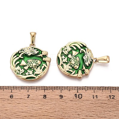304 Stainless Steel & Enamel Pendants STAS-T072-73A-G-1