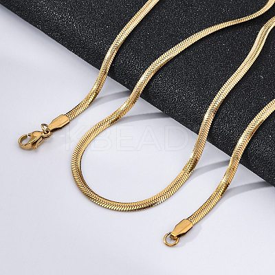 PVD Vacuum Plating 304 Stainless Steel Herringbone Chain Necklaces NJEW-F227-02G-04-1