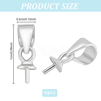 6Pcs Anti-Tarnish Rhodium Plated 925 Sterling Silver Snap on Bails STER-HY0001-07P-1