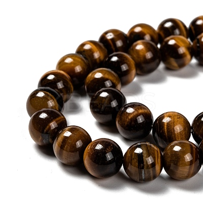 Natural Tiger Eye Round Bead Strands G-P072-33-10mm-1