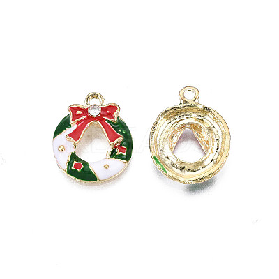 Rack Plating Alloy Enamel Pendants X-ENAM-N055-161-1