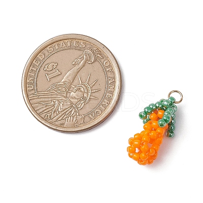 Glass Seed Beaded 3D Eggplant Pendants PALLOY-MZ00942-01-1