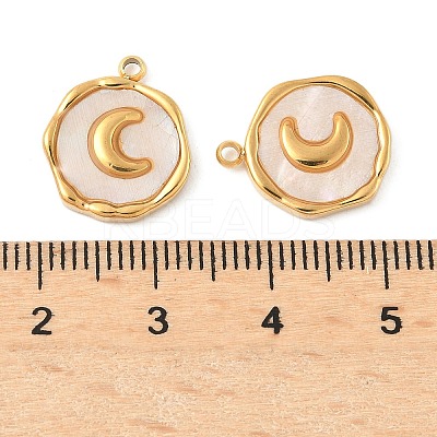 304 Stainless Steel Pave Natural Shell Pendants STAS-F319-02A-G02-1