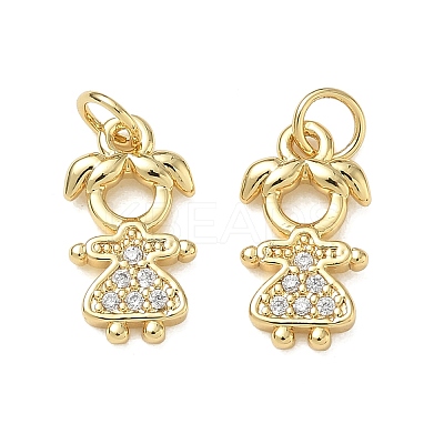 Brass Micro Pave Clear Cubic Zirconia Pendants CU-CBA9AFC-01G-34-1