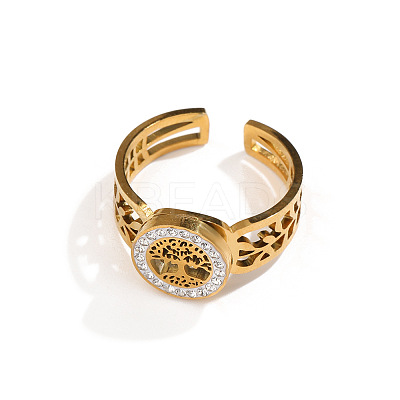 304 Stainless Steel with Crystal Rhinestone Cuff Rings FS-WG1CD73-05-1