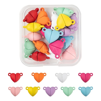 18 Sets 9 Colors Spray Painted Alloy Magnetic Clasps with Loops FIND-LS0001-65-1