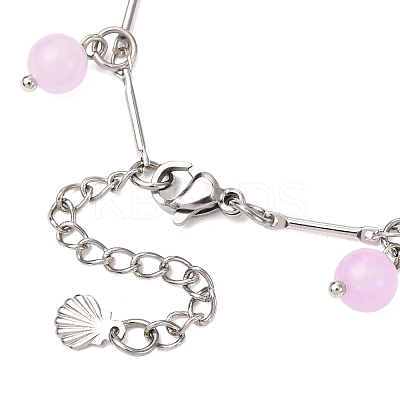 Stainless Steel and Natural & Dyed Malaysia Jade Charm Bracelets BJEW-JB12418-01-1