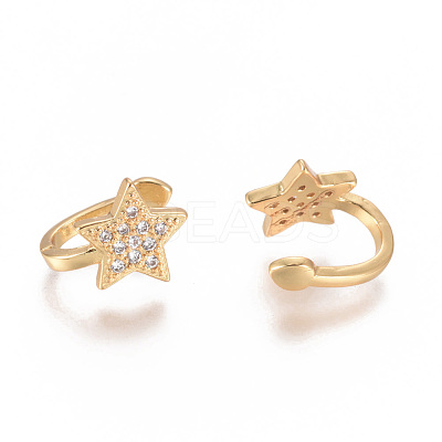 Golden Plated Brass Micro Pave Cubic Zirconia Cuff Earrings X-EJEW-L244-39G-1