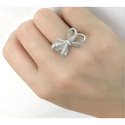 Bowknot Alloy with Crystal Rhinestone Finger Rings for Women FS-WG361F1-04-1