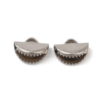 Non-Tarnish 304 Stainless Steel Ribbon Crimp Ends STAS-C080-05A-P-1