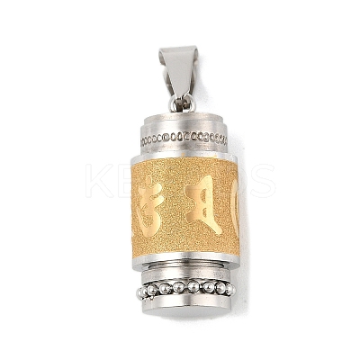 Buddhist Healing Prayer Wheel 304 Stainless Steel Pendants STAS-F168-67B-PG-1