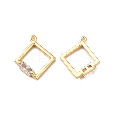 Brass Cubic Zirconia Charms KK-M233-41G-1